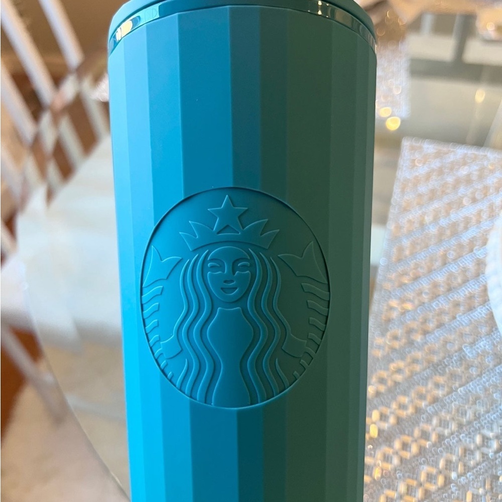 💙 Starbucks Matte Teal Aqua Dark Turquoise Blue Venti Tumbler NEW Overseas HTF - Picture 6 of 11
